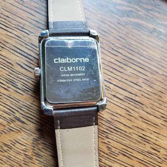 Liz Claiborne Watch Large Dark Brown Wristwatch CLM1102 Rectangular Face Analog - Picture 6 of 7